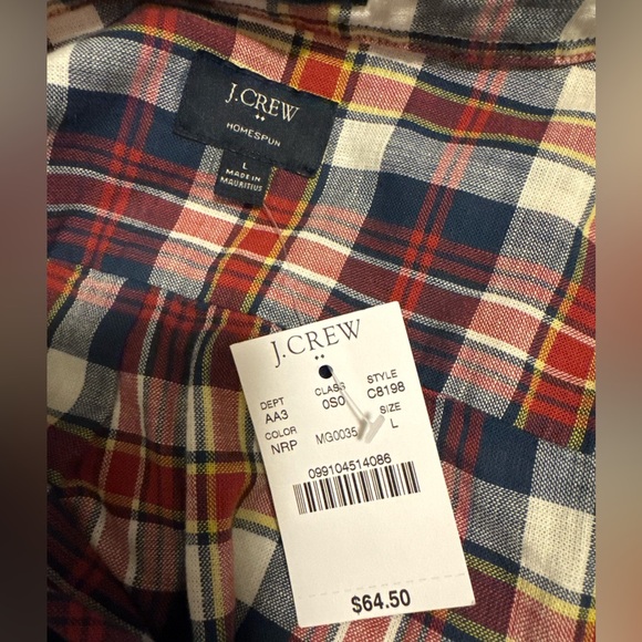 J. Crew Red and Blue Casual Button Down Shirt - Picture 6 of 8